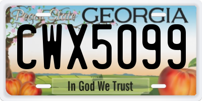 GA license plate CWX5099