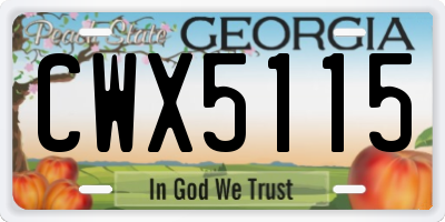 GA license plate CWX5115