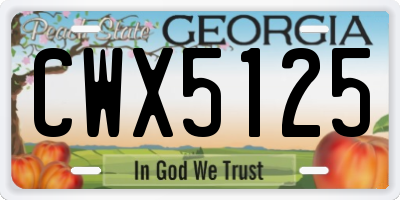 GA license plate CWX5125