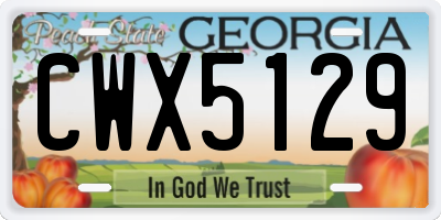 GA license plate CWX5129