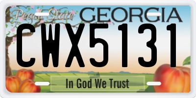 GA license plate CWX5131