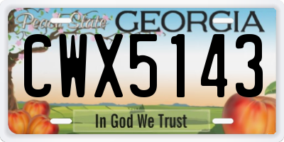 GA license plate CWX5143