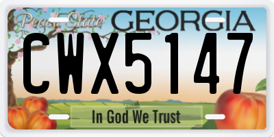 GA license plate CWX5147