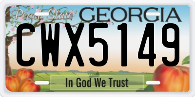 GA license plate CWX5149