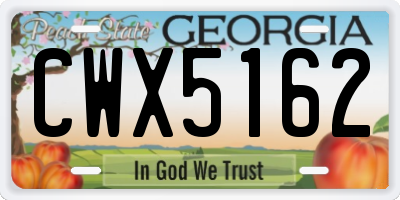 GA license plate CWX5162