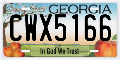GA license plate CWX5166