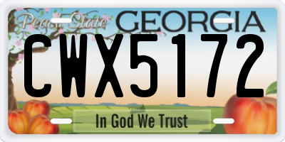 GA license plate CWX5172
