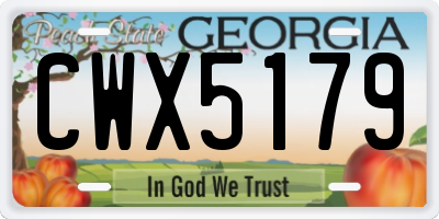 GA license plate CWX5179