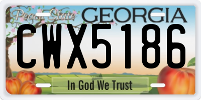 GA license plate CWX5186