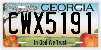 GA license plate CWX5191
