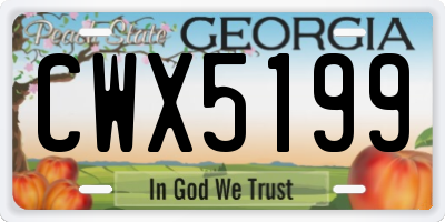 GA license plate CWX5199