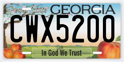 GA license plate CWX5200