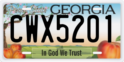 GA license plate CWX5201
