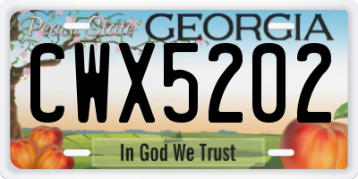 GA license plate CWX5202