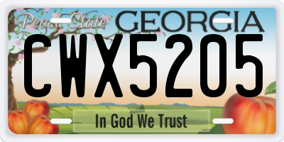 GA license plate CWX5205