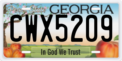 GA license plate CWX5209