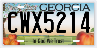 GA license plate CWX5214