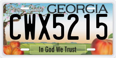 GA license plate CWX5215
