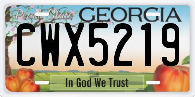 GA license plate CWX5219
