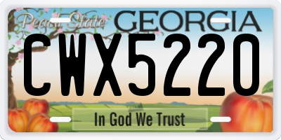GA license plate CWX5220
