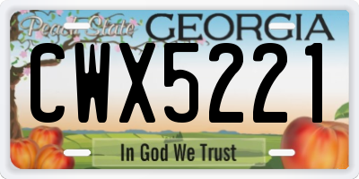 GA license plate CWX5221