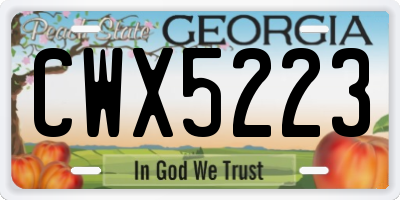 GA license plate CWX5223