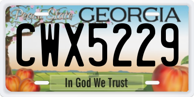 GA license plate CWX5229