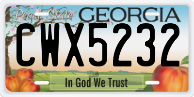 GA license plate CWX5232