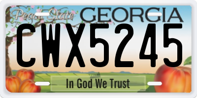 GA license plate CWX5245
