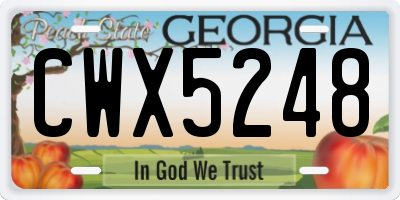 GA license plate CWX5248