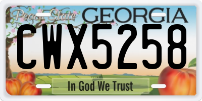GA license plate CWX5258