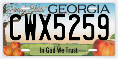 GA license plate CWX5259