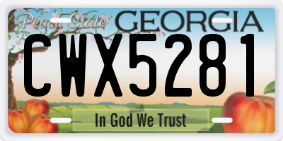 GA license plate CWX5281