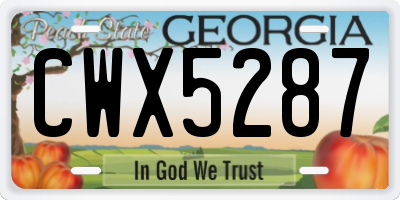 GA license plate CWX5287