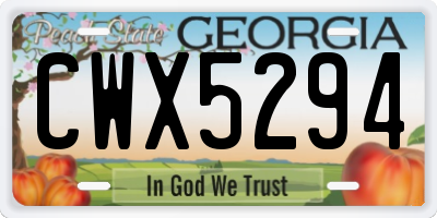 GA license plate CWX5294