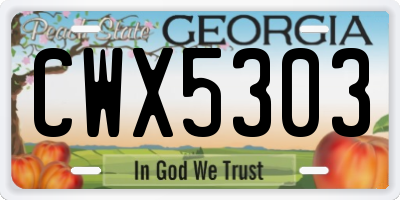 GA license plate CWX5303
