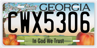 GA license plate CWX5306