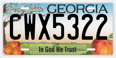 GA license plate CWX5322