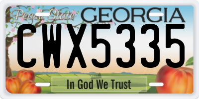 GA license plate CWX5335