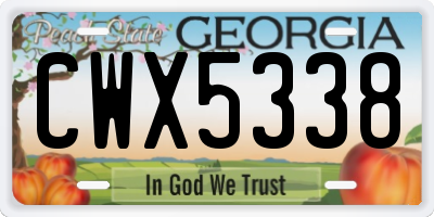 GA license plate CWX5338