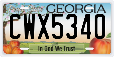 GA license plate CWX5340