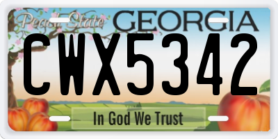 GA license plate CWX5342