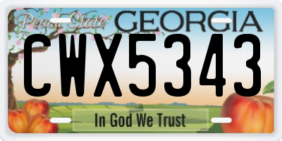 GA license plate CWX5343