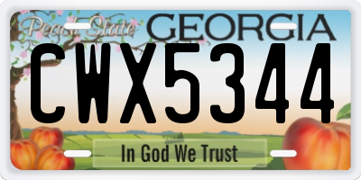 GA license plate CWX5344