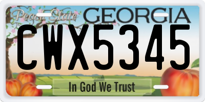 GA license plate CWX5345