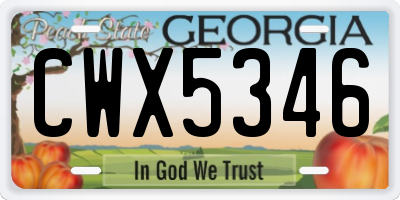 GA license plate CWX5346