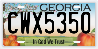 GA license plate CWX5350