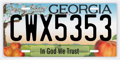 GA license plate CWX5353