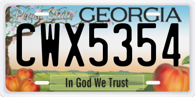 GA license plate CWX5354