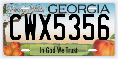 GA license plate CWX5356